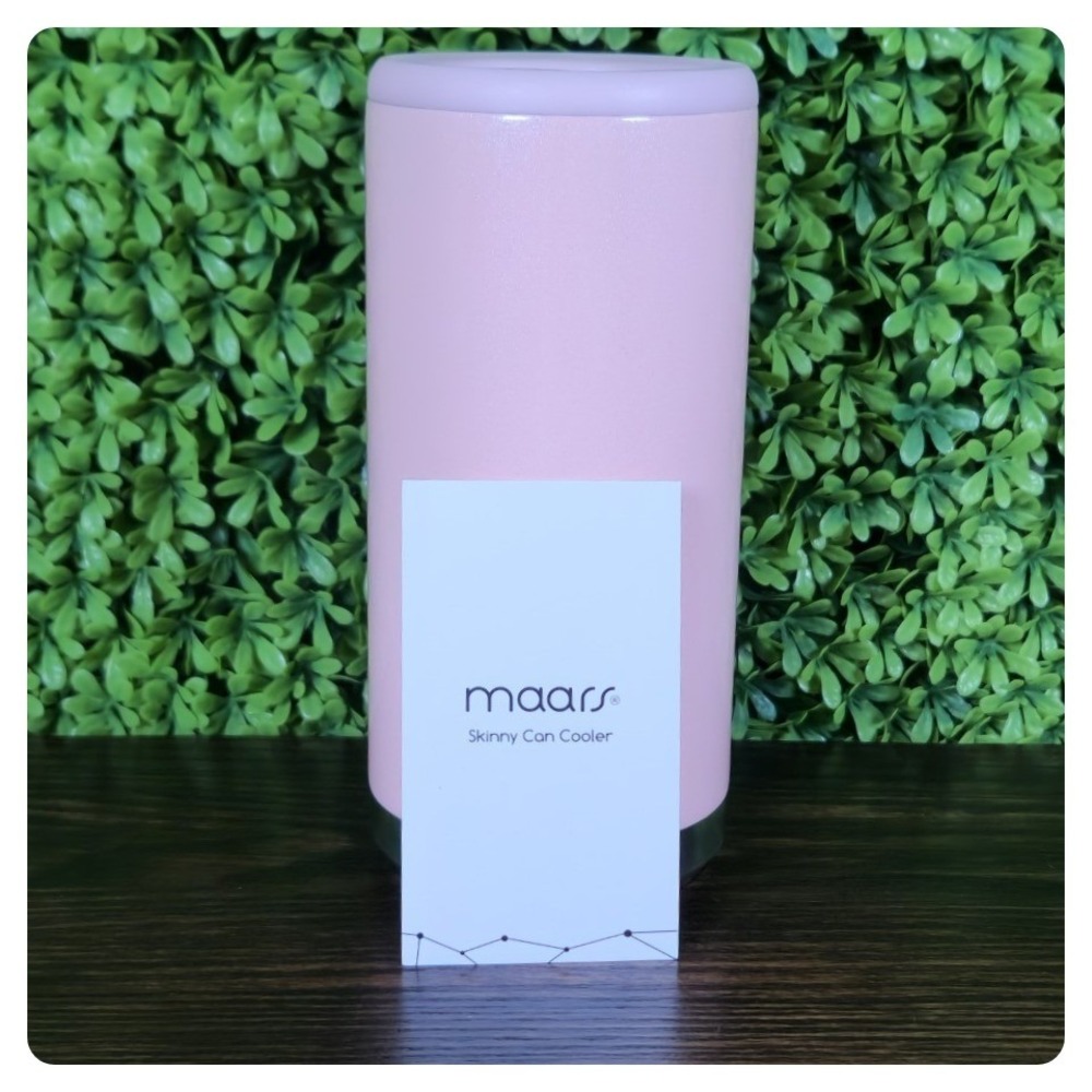 Maars Skinny Can Cooler 12oz Stainless Steel Insulated Koozie Blush Glitter NEW